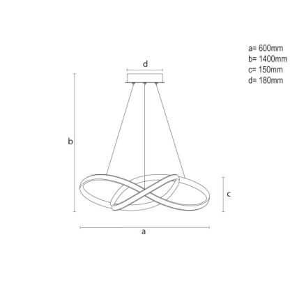 LED-himmennettävä riippuvalaisin vaijerilla LED/85W/230V 3000–6500K Ø 60 cm + kaukosäädin