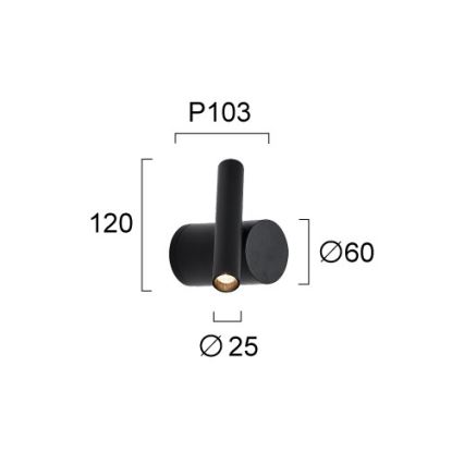 LED-himmennettävä seinäspotti PLANET LED/4W/230V musta