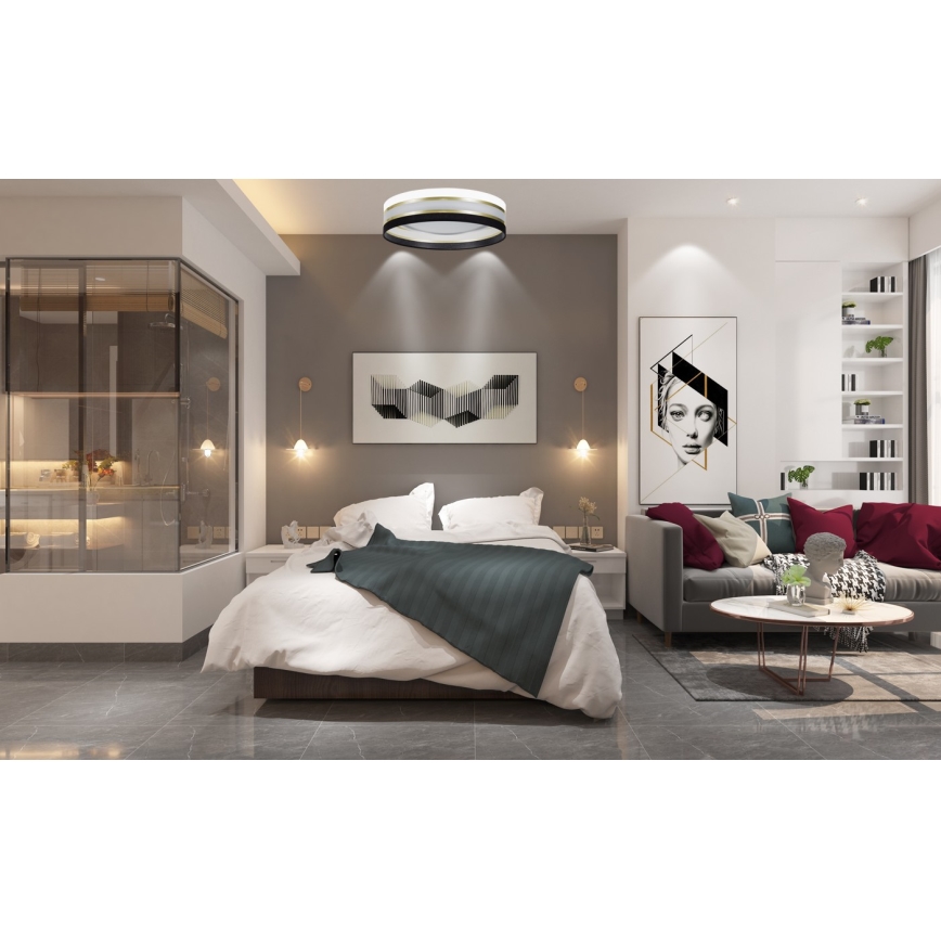 LED himmennettävä kattovalaisin SMART CORAL LED/24W/230V Wi-Fi Tuya musta/valkoinen + kaukosäädin
