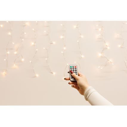 LED Himmennettävä ulko Valoverho CURTAIN 360xLED/8,4W/230V 2x2 m IP44 lämpimänvalkoinen + kauko-ohjaus