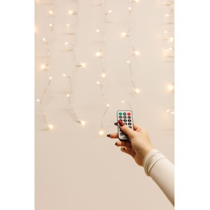 LED-himmennettävä ulkoinen valoverho CURTAIN 360xLED/8,4W/230V 2x2 m IP44 lämmin valkoinen + kaukosäädin