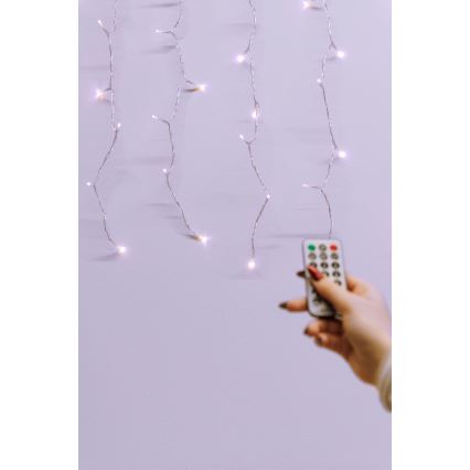 LED-himmennettävä ulkoinen valoverho CURTAIN 360xLED/8,4W/230V 2x2 m IP44 lämmin valkoinen + kaukosäädin