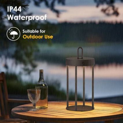Himennettävä LED-ladattava kosketuspöytälamppu ulkokäyttöön GENTLE LED/1,5W/3,7V 3000 mAh IP44 musta