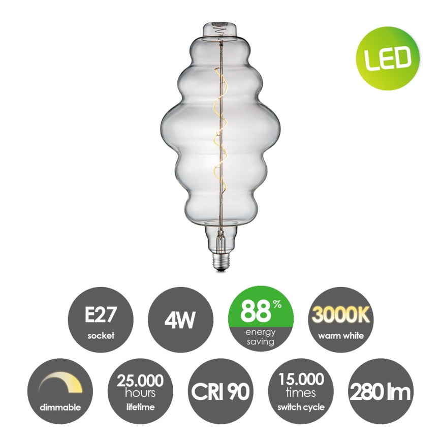 LED himmennettävä lamppu VINTAGE EDISON E27/4W/230V 3000K CRI 90