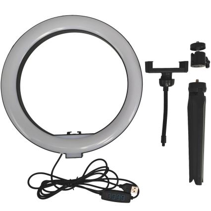 LED himmennettävä lamppu jalustalla ja pidikkeellä vloggaamiseen LED/10W/5V 2700-6500K