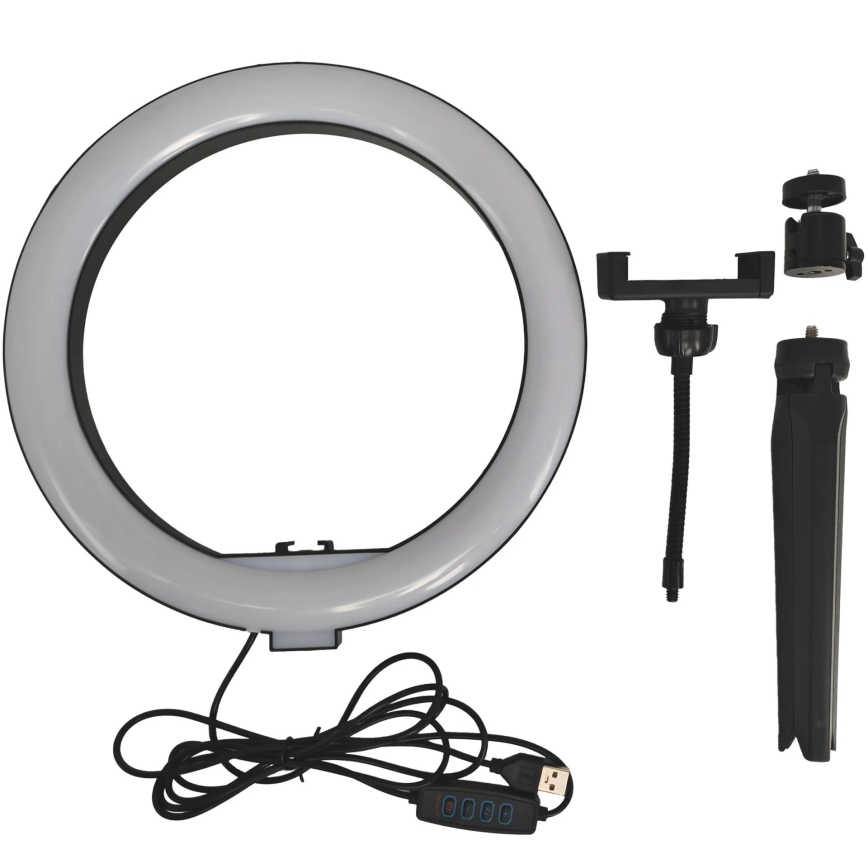 LED himmennettävä lamppu jalustalla ja pidikkeellä vloggaamiseen LED/10W/5V 2700-6500K