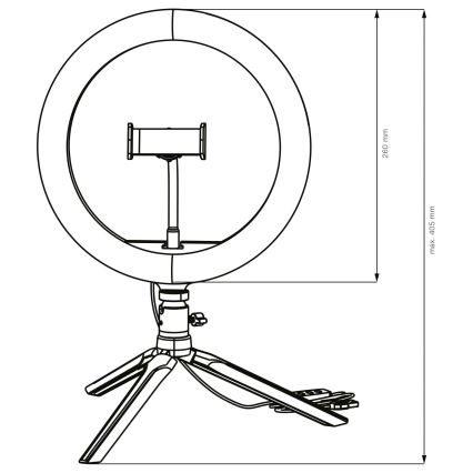 LED himmennettävä lamppu jalustalla ja pidikkeellä vloggaamiseen LED/10W/5V 2700-6500K