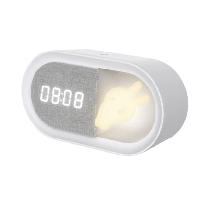LED himmennettävä yöpöydän lamppu herätyskellolla BUNNY LED/1,2W/5V 3000K