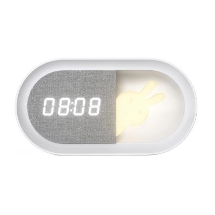 LED himmennettävä yöpöydän lamppu herätyskellolla BUNNY LED/1,2W/5V 3000K