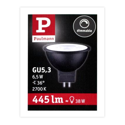 LED Himmennys valonheitin polttimo GU5,3/6,5W/12V 2700K - Paulmann 28757