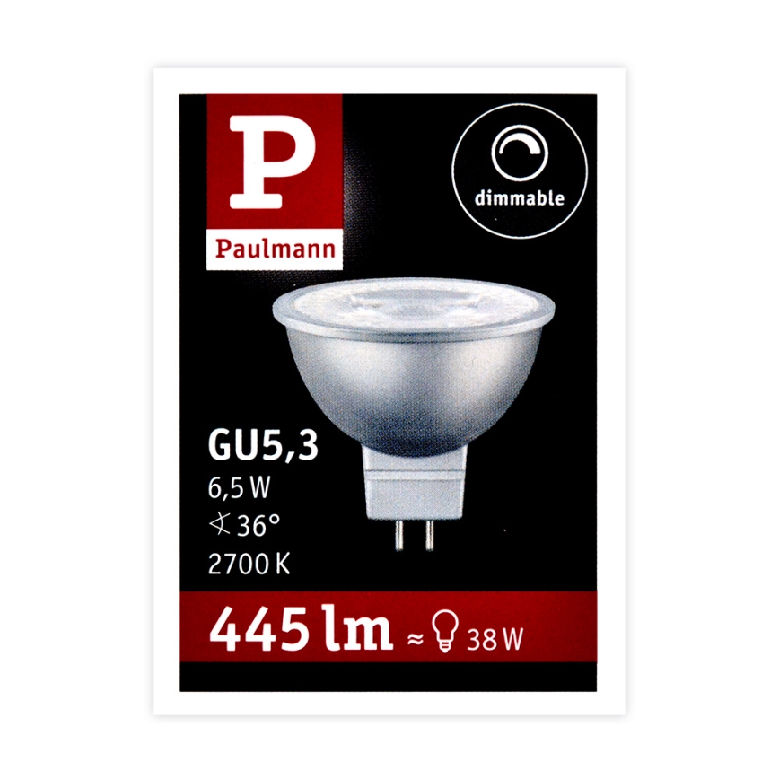 LED Himmennys valonheitin polttimo GU5,3/6,5W/12V 2700K - Paulmann 28759