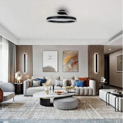 LED-himmennyskattokruunu LED/86W/230V 3000-6500K musta + kauko-ohjaus