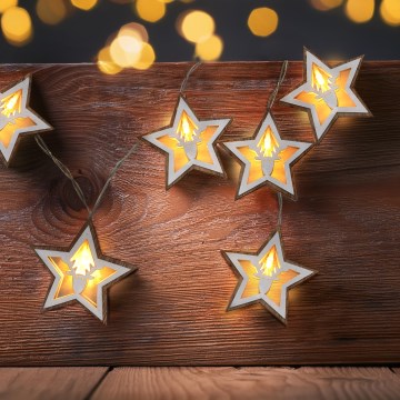 LED-jouluketju 10xLED/2xAA 1,8m lämpimänvalkoinen