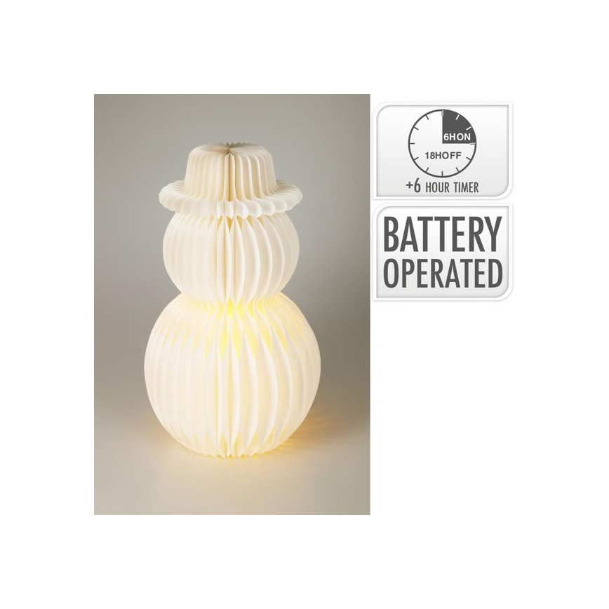 LED joulukoriste 12xLED/3xAA 39 cm lämmin valkoinen lumiukko