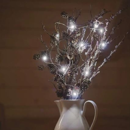 LED Joulukoristevalosarja 20xLED/2xAA 2,4m kylmän valkoinen