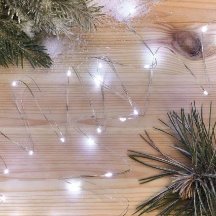 LED Joulukoristevalosarja 20xLED/2xAA 2,4m kylmän valkoinen