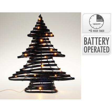 LED joulukoriste 30xLED/3xAA 40 cm lämmin valkoinen kuusi/musta