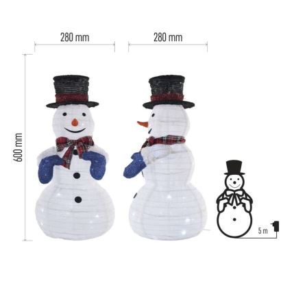 LED-joulukoriste 60 LEDiä, 60 cm, IP44, kylmävalkoinen