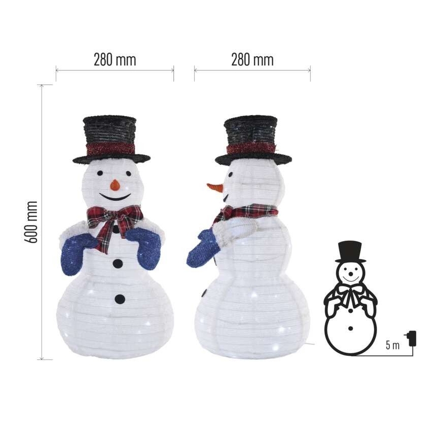LED-joulukoriste 60 LEDiä, 60 cm, IP44, kylmävalkoinen