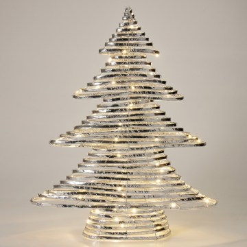LED joulukoriste 60xLED/3xAA 60 cm lämmin valkoinen kuusi/hopea