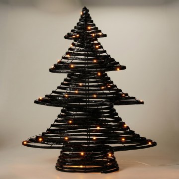 LED-joulukoriste 60xLED/3xAA 60 cm lämmin valkoinen kuusi/musta