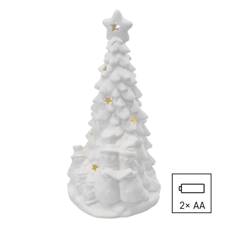 LED-joulukoriste LED/2xAA lämmin valkoinen kuusi