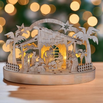 LED-joulukoriste LED/2xAA/lämpimänvalkoinen seimi