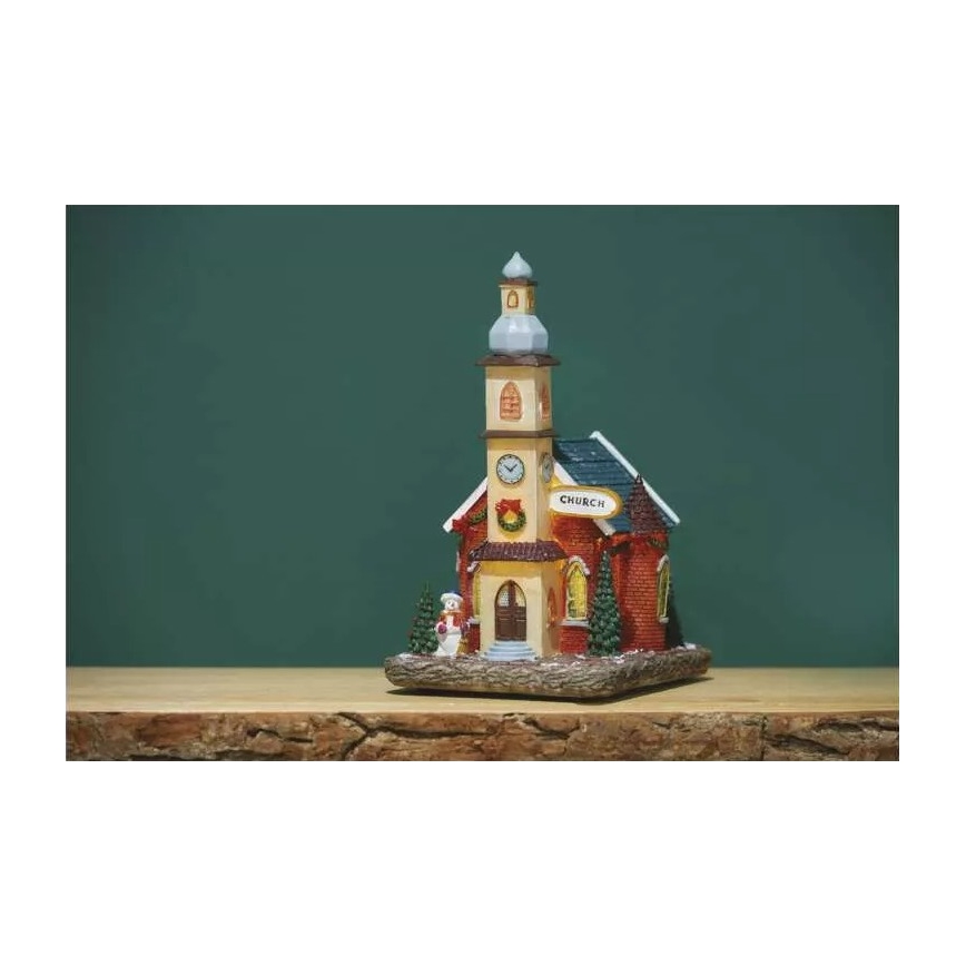 LED-joulukoriste LED/3xAA kirkko