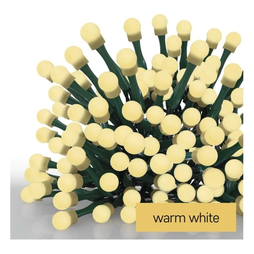 LED-jouluköynnös 200 LED, 8 toimintoa, 20 m, IP44, lämmin valkoinen