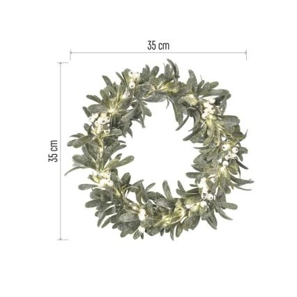 LED-joulukranssi 25xLED/3xAA, halkaisija 35 cm