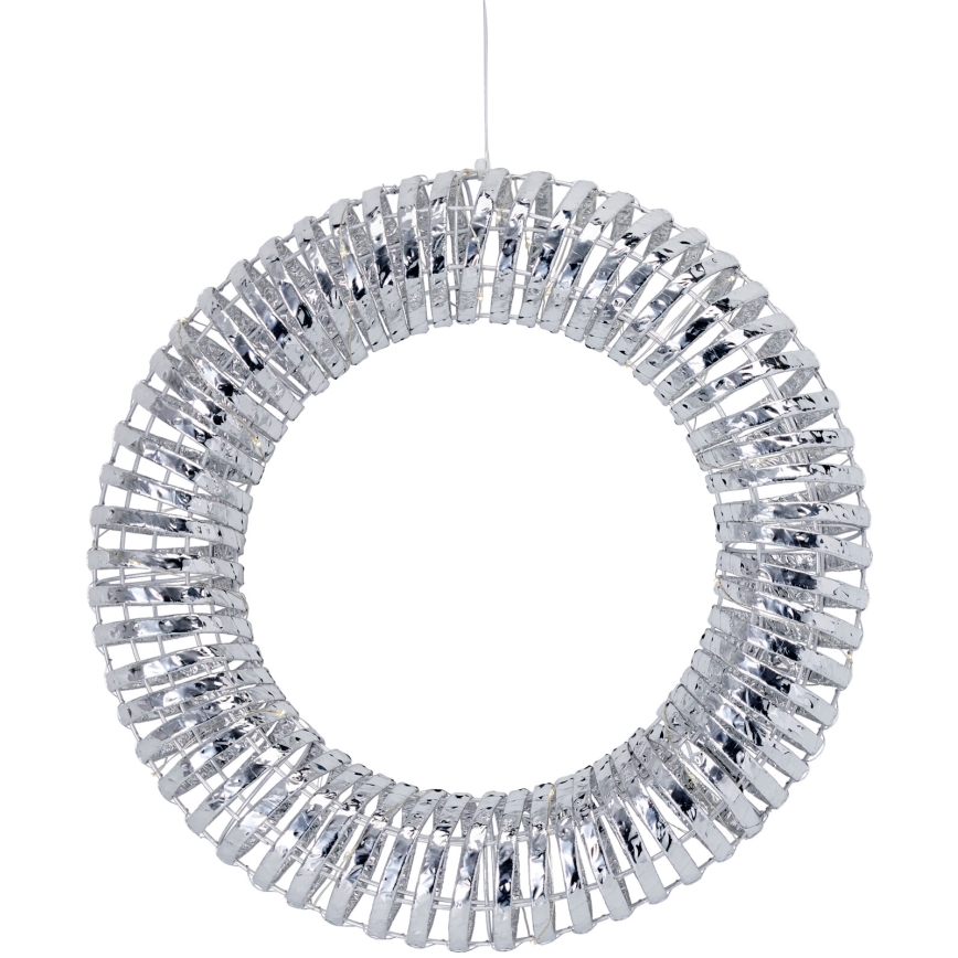LED-joulukranssi 30xLED/3xAA halkaisija 40 cm lämmin valkoinen kranssi/hopea