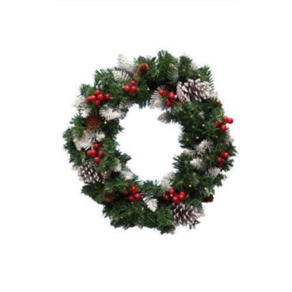 LED-joulukranssi 35xLED/3xAA, 8 toimintoa, halkaisija 45 cm, IP44, lämmin valkoinen