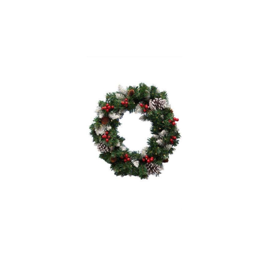 LED-joulukranssi 35xLED/3xAA, 8 toimintoa, halkaisija 45 cm, IP44, lämmin valkoinen
