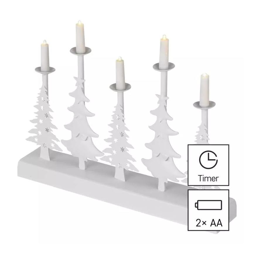 LED-joulukynttilänjalka LED/2xAA valkoinen
