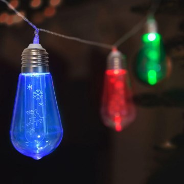 LED jouluvaloketju 10xLED/2xAA 2,2m monivärinen