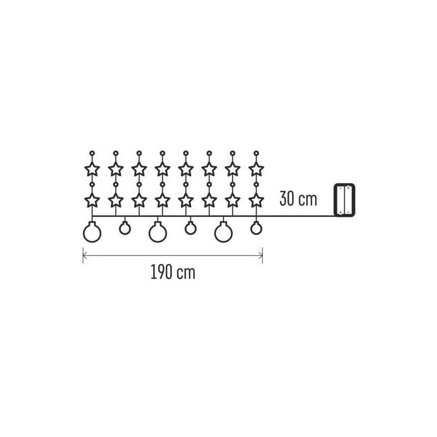 LED-jouluvaloketju 20xLED/2xAA, 2,2 m, lämmin valkoinen
