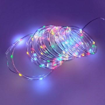 LED-jouluvaloketju ulkokäyttöön 100xLED/3xAA 5,45 m IP44 monivärinen