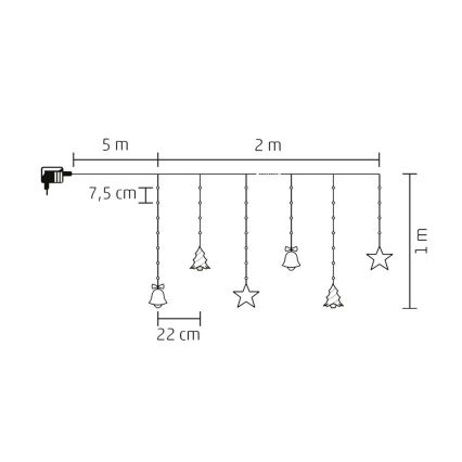 LED-jouluvaloketju ulkokäyttöön, 186 LED, 7 m, IP44, kylmänvalkoinen