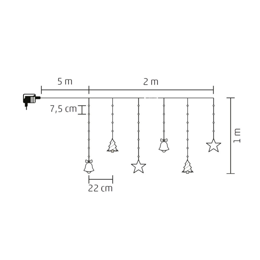 LED-jouluvaloketju ulkokäyttöön, 186 LED, 7 m, IP44, kylmänvalkoinen