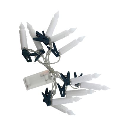 LED-jouluvalosarja 10×LED/2×AA, 1,65 m, lämmin valkoinen, kynttilänmuotoiset valot