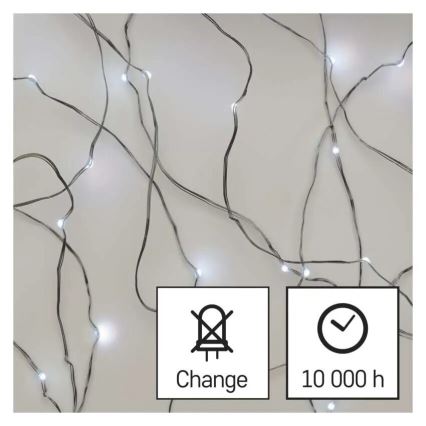LED-jouluvalosarja 20xLED/2xAA 2,4m kylmänvalkoinen