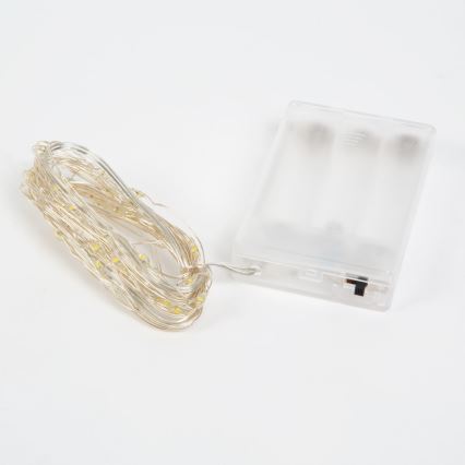 LED-jouluvalosarja 50xLED/3xAA, 5,25 m, lämmin valkoinen