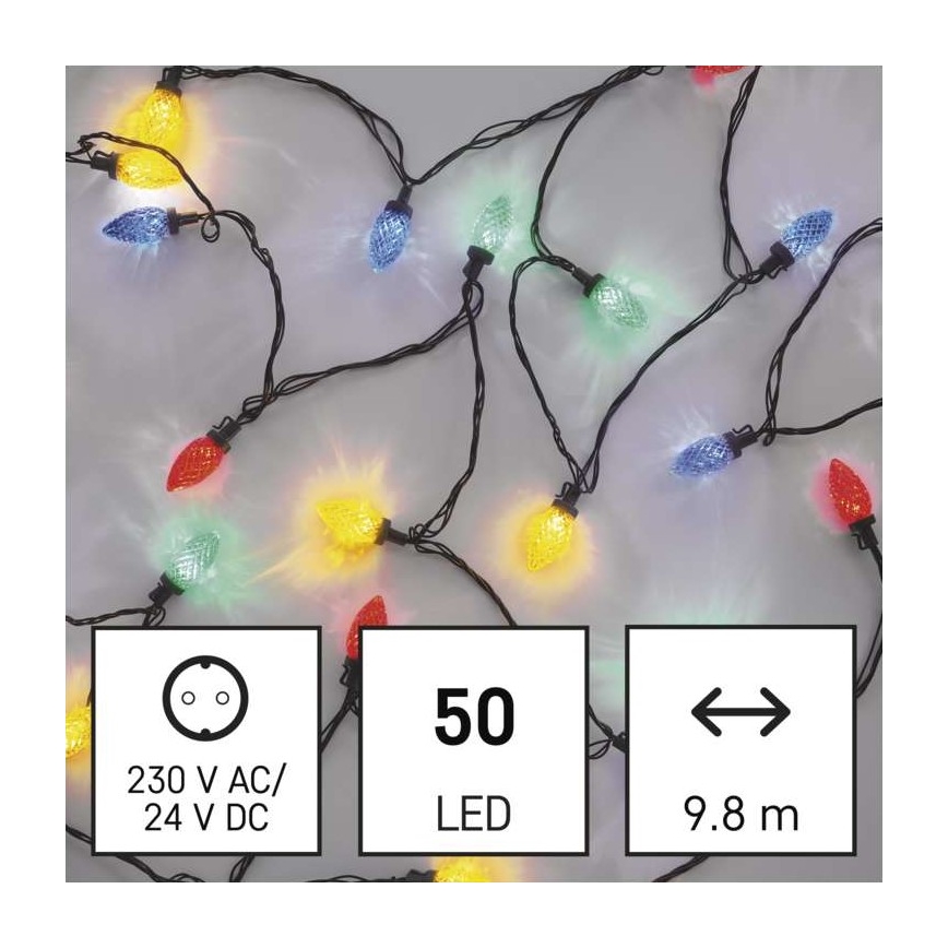 LED-jouluvalot ulkokäyttöön 50xLED/8 tilaa 14,8m IP44 monivärinen