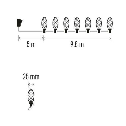 LED-jouluvalot ulkokäyttöön 50xLED/8 tilaa 14,8m IP44 monivärinen