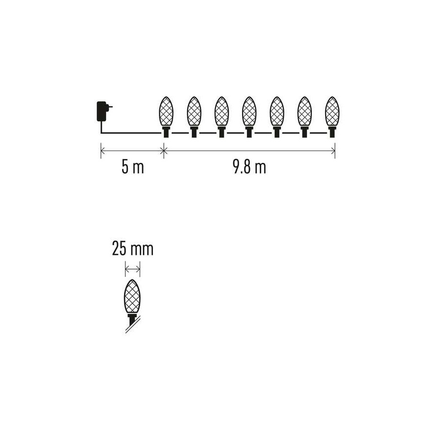 LED-jouluvalot ulkokäyttöön 50xLED/8 tilaa 14,8m IP44 monivärinen