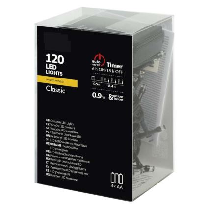 LED jouluvalot ulos 120xLED 8,9m IP44 lämmin valkoinen