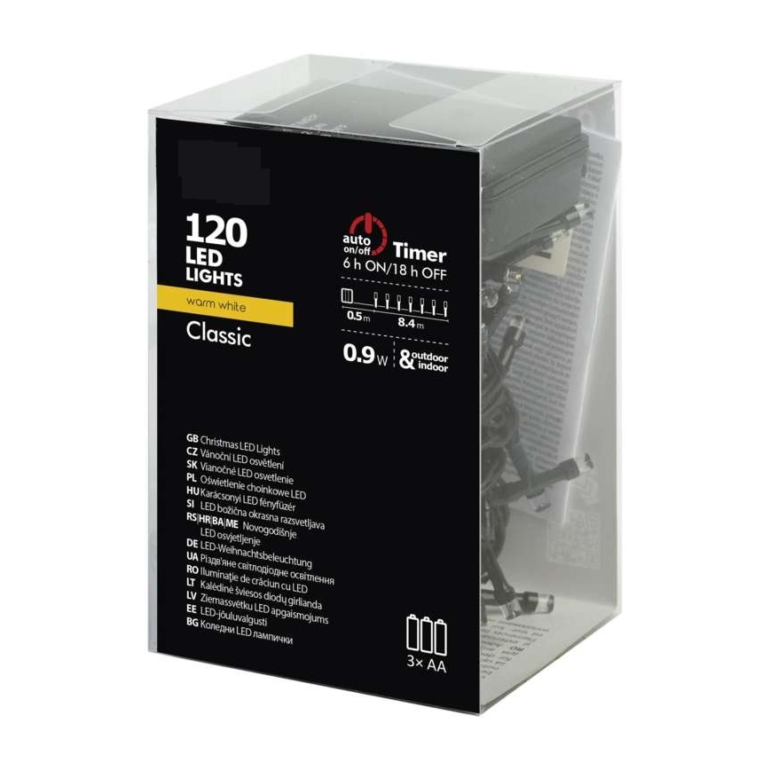 LED jouluvalot ulos 120xLED 8,9m IP44 lämmin valkoinen