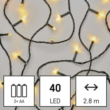 LED -jouluvalot ulos 40xLED/3,3m IP44 lämmin valkoinen