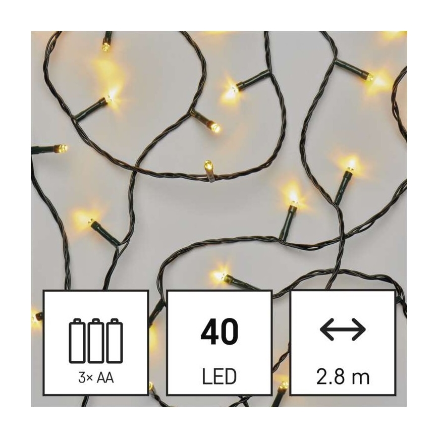 LED -jouluvalot ulos 40xLED/3,3m IP44 lämmin valkoinen