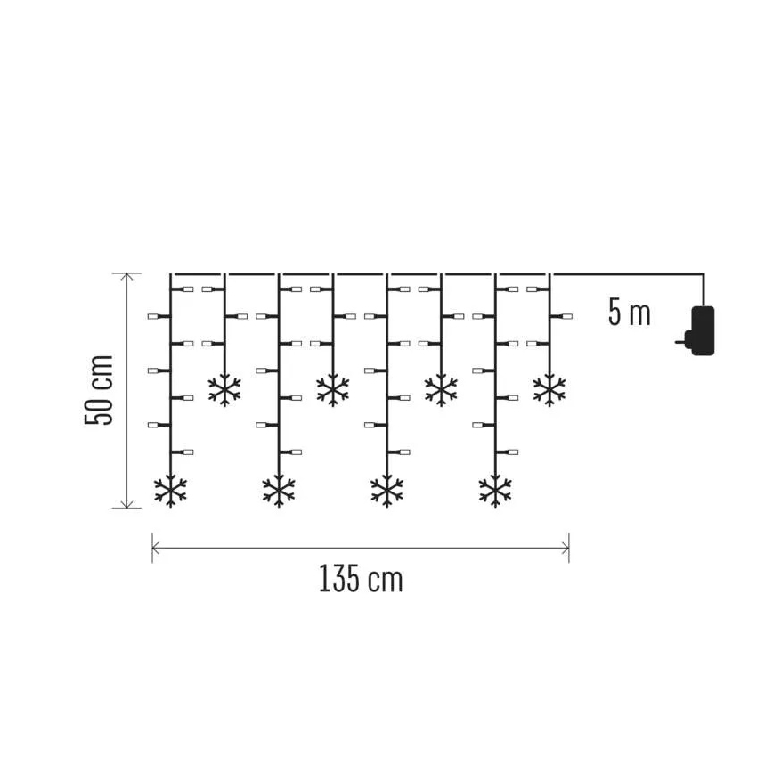 LED-jouluverho 60xLED/1,35W 635x50 cm kylmänvalkoinen